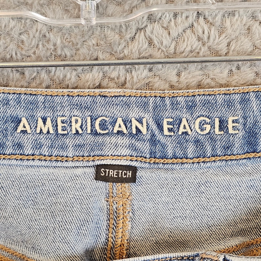 American Eagle Womens High Rise Mom‎ Jeans Medium Wash Blue Stretch Denim Size 8 - Picture 9 of 11